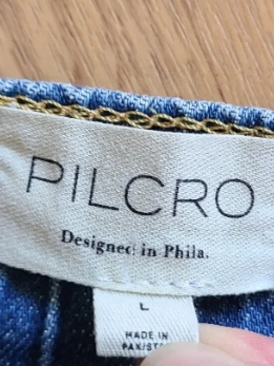 PILCRO ANTHRO IZZIE RELAXED PULL ON BARREL JEANS ELASTIC WAIST CROP DENIM sz L - Picture 7 of 8